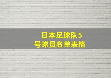 日本足球队5号球员名单表格