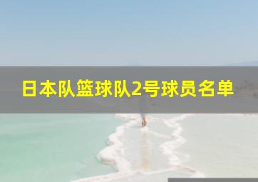 日本队篮球队2号球员名单