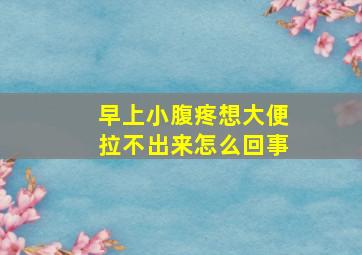 早上小腹疼想大便拉不出来怎么回事