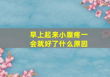 早上起来小腹疼一会就好了什么原因