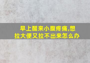 早上醒来小腹疼痛,想拉大便又拉不出来怎么办