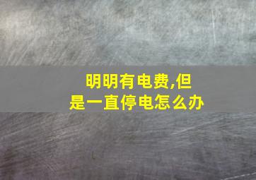 明明有电费,但是一直停电怎么办