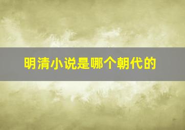 明清小说是哪个朝代的