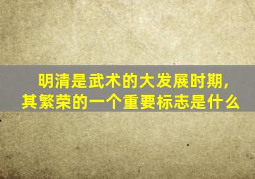 明清是武术的大发展时期,其繁荣的一个重要标志是什么