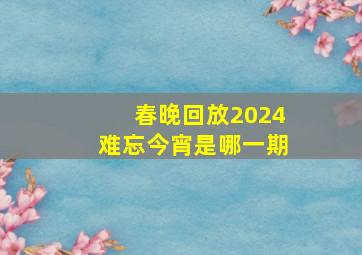 春晚回放2024难忘今宵是哪一期