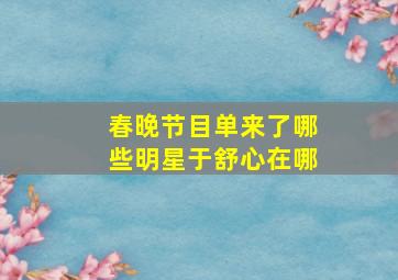 春晚节目单来了哪些明星于舒心在哪