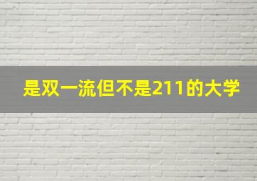 是双一流但不是211的大学