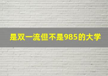 是双一流但不是985的大学