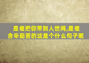 是谁把你带到人世间,是谁含辛茹苦的这是个什么句子呢