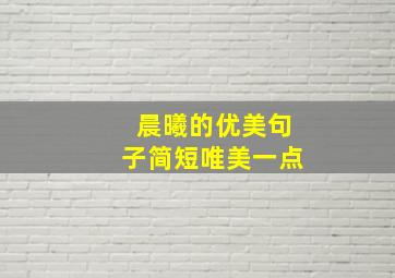 晨曦的优美句子简短唯美一点