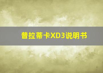 普拉蒂卡XD3说明书