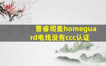 普睿司曼homeguard电线没有ccc认证