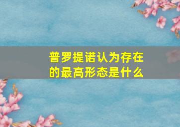 普罗提诺认为存在的最高形态是什么