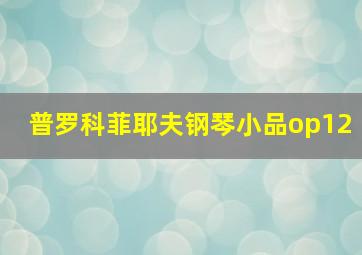 普罗科菲耶夫钢琴小品op12