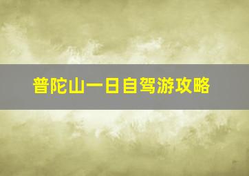 普陀山一日自驾游攻略