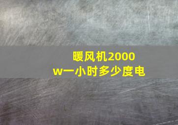 暖风机2000w一小时多少度电