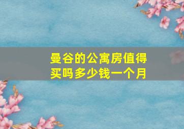 曼谷的公寓房值得买吗多少钱一个月