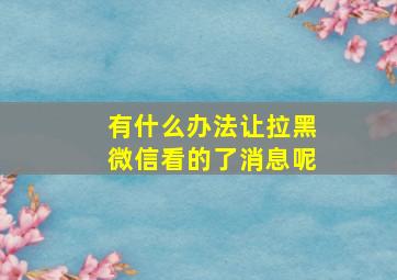 有什么办法让拉黑微信看的了消息呢