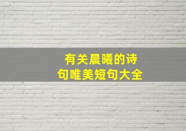 有关晨曦的诗句唯美短句大全