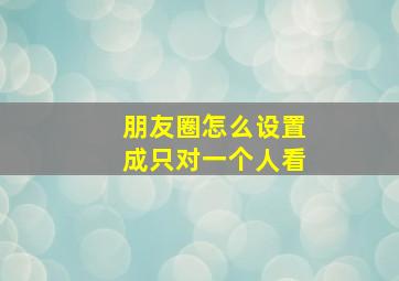 朋友圈怎么设置成只对一个人看