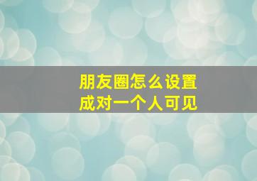 朋友圈怎么设置成对一个人可见