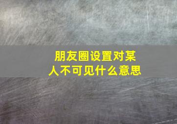 朋友圈设置对某人不可见什么意思