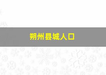 朔州县城人口