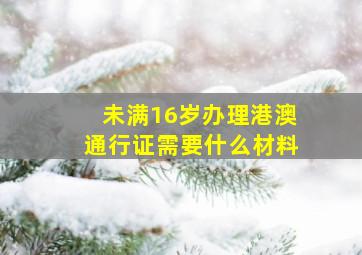 未满16岁办理港澳通行证需要什么材料