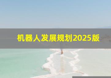 机器人发展规划2025版