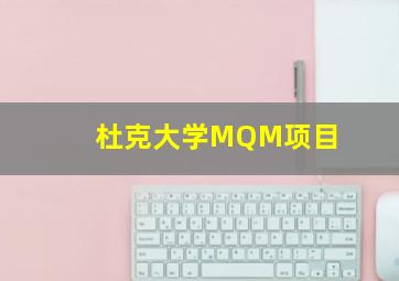 杜克大学MQM项目