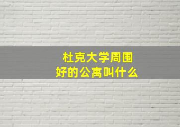 杜克大学周围好的公寓叫什么