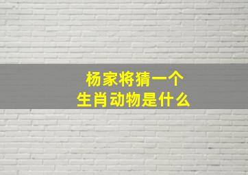 杨家将猜一个生肖动物是什么