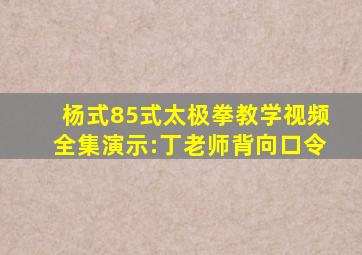 杨式85式太极拳教学视频全集演示:丁老师背向口令