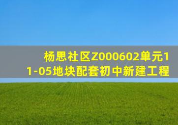 杨思社区Z000602单元11-05地块配套初中新建工程