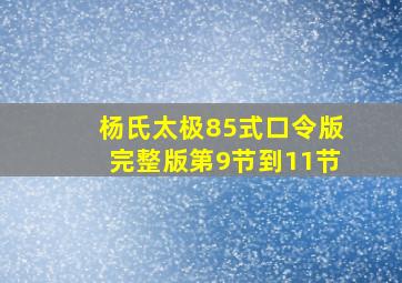 杨氏太极85式口令版完整版第9节到11节