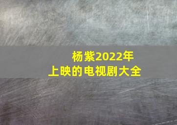 杨紫2022年上映的电视剧大全