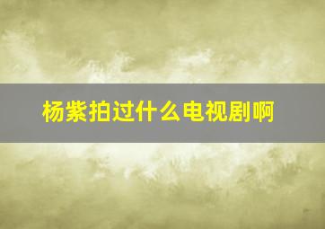 杨紫拍过什么电视剧啊