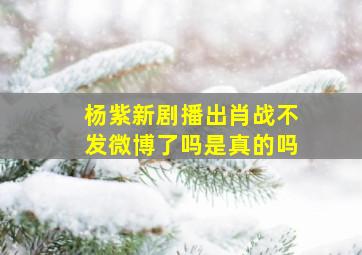 杨紫新剧播出肖战不发微博了吗是真的吗