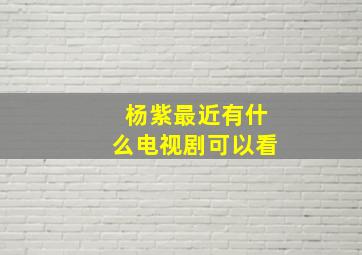 杨紫最近有什么电视剧可以看