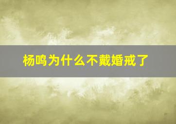 杨鸣为什么不戴婚戒了