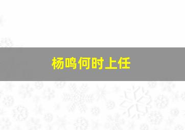 杨鸣何时上任