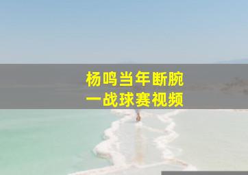 杨鸣当年断腕一战球赛视频