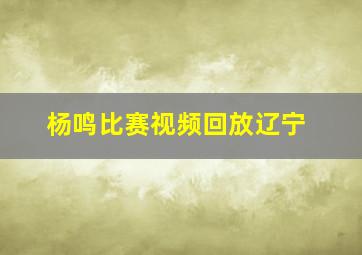 杨鸣比赛视频回放辽宁