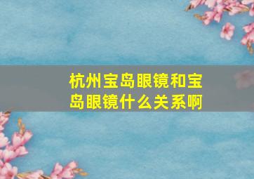 杭州宝岛眼镜和宝岛眼镜什么关系啊