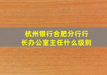 杭州银行合肥分行行长办公室主任什么级别