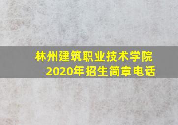 林州建筑职业技术学院2020年招生简章电话