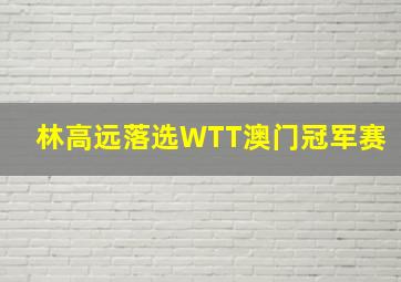 林高远落选WTT澳门冠军赛