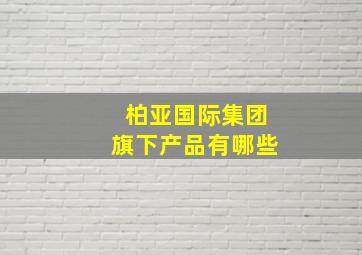 柏亚国际集团旗下产品有哪些