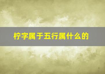 柠字属于五行属什么的