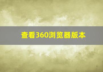 查看360浏览器版本